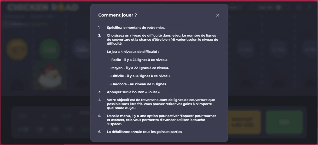 Comment jouer à Chicken Road